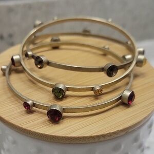 Lia Sophia Gold Bangles with Multicolor Stones